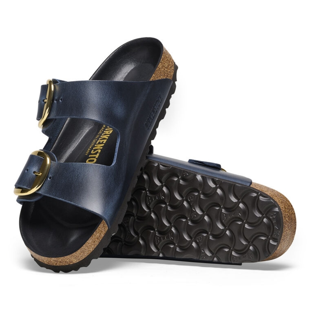 Birkenstock Blue Sandals with Gold Buckles